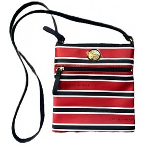 TOMMY HILFIGER Hayden CrossBody Bag Womens Red White Black Signature  Stripe